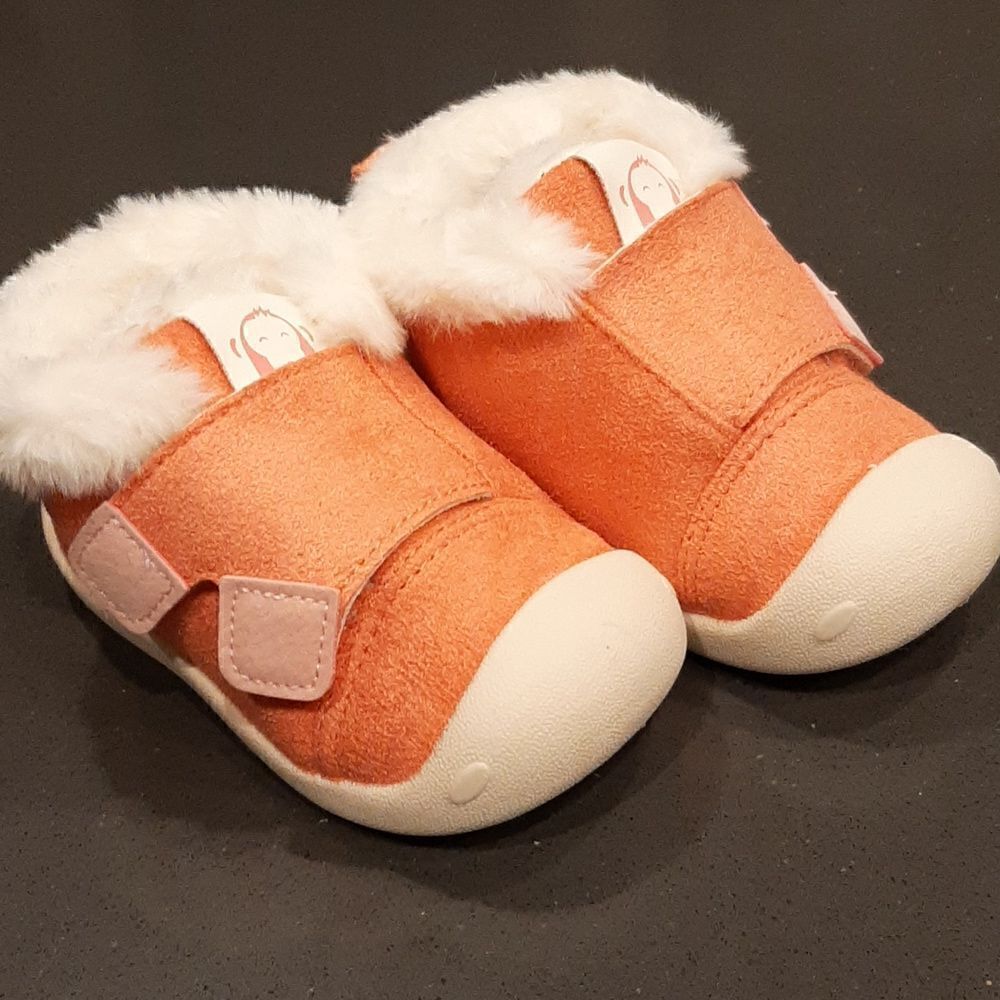 Baby Booties Pink Suede with Fleece Lining
